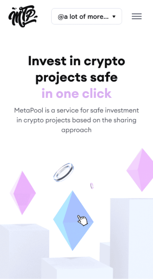 MetaPool mobile screen: invest in crypto projects safely in one click