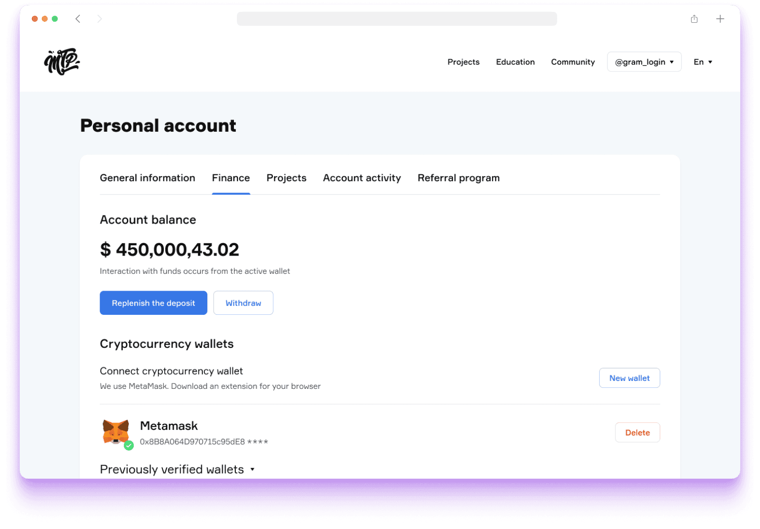 MetaPool — personal finance page