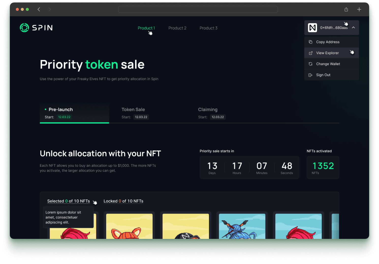 SpinFi — main page